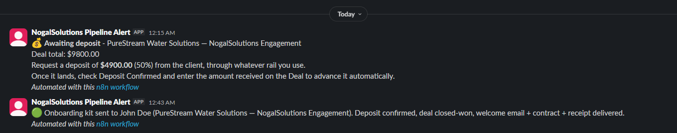 Deposit requested